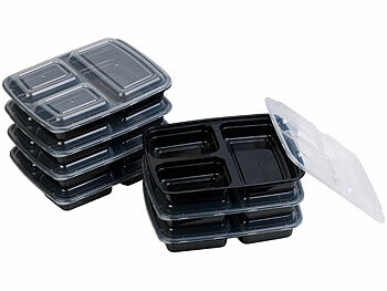 Rosenstein & Söhne 21er-Set Lebensmittel-Boxen mit je 3 Trennfächern und Deckeln, 850 ml