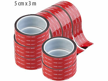 Wasserfestes Klebeband: AGT 8er-Set Industrie Acryl Doppelklebebänder, 5cm x 3m, 55 kg pro Meter