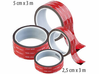 Hochleistungs-Klebeband:  4er-Set Industrie Acryl Doppel-Klebebänder, 2,5 & 5cm x 3m, 110 g/cm²