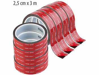 Powertape: AGT 8er-Set Industrie Acryl Doppelklebebänder, 2,5cm x 3m, 27,5 kg pro Met