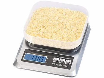 PEARL Digitalwaage: Digitale Akku-Küchenwaage bis 5 kg, mit großem