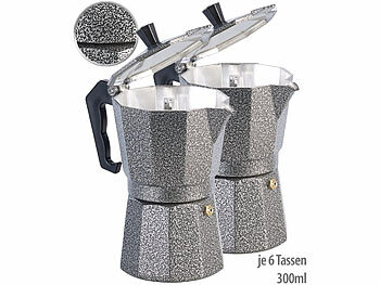 Cucina di Modena 2er Set Espresso-Kocher in Hammerschlag-Optik, für 6 Tassen, 300 ml
