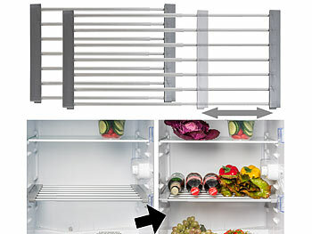 Kühlschrank-Gitterboden: Rosenstein & Söhne 2er-Set Universal-Einlegeboden für Kühlschrank, ausziehbar bis 60 cm 