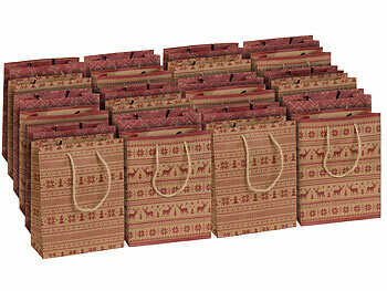 Tasche aus Kraftpapier: infactory 24er-Set Kraftpapier-Geschenktüten m. weihnachtlichem Motiv, 23x18x8cm