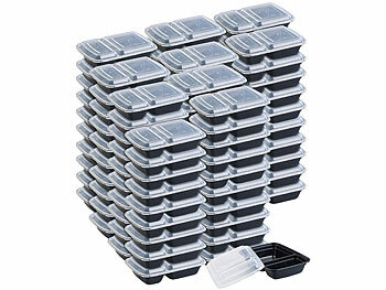 Rosenstein & Söhne 100er-Set Lebensmittel-Boxen mit 2 Fächern und Deckeln, 700 ml