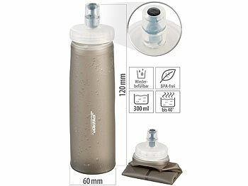 Smoothie-Flasche: Speeron Faltbare Trinkflasche mit geradem Boden, BPA-frei, 300 ml, anthrazit