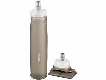 Speeron 2er-Set Faltbare Trinkflaschen, gerader Boden, 500 ml, anthrazit