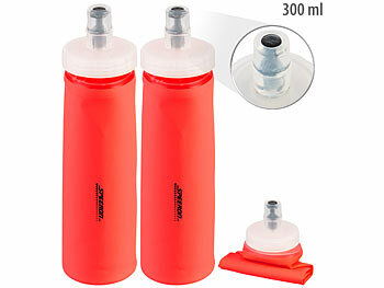 Speeron 2er-Set Faltbare Trinkflaschen, gerader Boden, BPA-frei, 300ml, orange