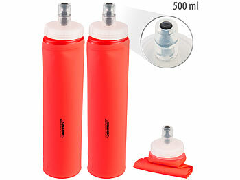 Speeron 2er-Set Faltbare Trinkflaschen, gerader Boden, BPA-frei, 500ml, orange