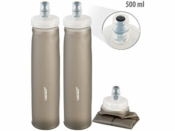 Speeron 2er-Set Faltbare Trinkflaschen, gerader Boden, 500 ml, anthrazit