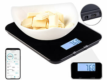 Rosenstein & Söhne Smarte Küchenwaage mit Kalorienzähler, Nährwertrechner, App, 1 g genau