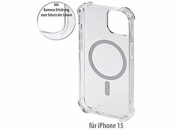 Handyhülle für iPhone: Xcase Transparente MagSafe-Hybrid-Hülle für iPhone 15, aus Polycarbonat