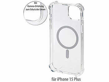 iPhone-Schutzhüllen: Xcase Transparente MagSafe-Hybrid-Hülle für iPhone 15 Plus, aus Polycarbonat