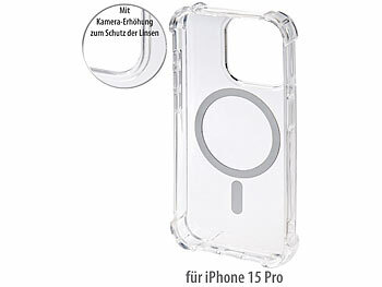 iPhone-15-Case: Xcase Transparente MagSafe-Hybrid-Hülle für iPhone 15 Pro, aus Polycarbonat