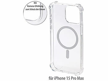 Handyhüllen iPhone 15: Xcase Transparente MagSafe-Hybrid-Hülle für iPhone 15 Pro Max, Polycarbonat