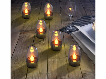 Lunartec Solar-Grablicht Mit Dämmerungssensor - Rote LED Kerze Mit Flackerlicht