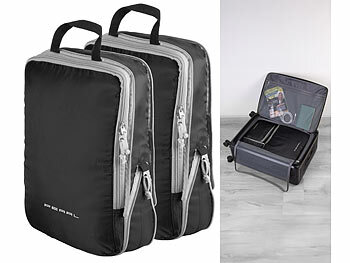 Kleidertaschen: PEARL 2er-Set Kompressions-Packtaschen für Handgepäck, Größe L, 37x27x7 cm