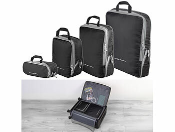PEARL 4er-Set Kompressions-Packtaschen für Handgepäck, je Größe S, M, L & XL