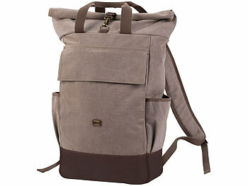 Xcase Großer Rolltop-Canvas-Rucksack mit Laptopfach, Reißverschluss, 42 l