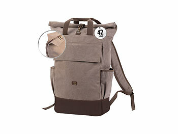 Laptop Tasche: Xcase Großer Rolltop-Canvas-Rucksack mit Laptopfach, Reißverschluss, 42 l