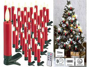 Set Di 3 Candele Natalizie Senza Fiamma A LED - Rosse A Forma Di Stella Di Natale - Con Telecomando E Timer - 3