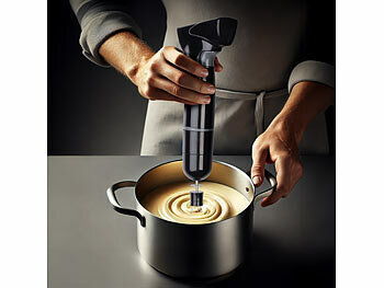 Rosenstein & Söhne Edelstahl-Akku-Stabmixer-Set, abnehmbarer Mixstab, Versandrückläufer 