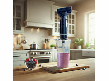 Rosenstein & Söhne Edelstahl-Akku-Stabmixer-Set, abnehmbarer Mixstab, Versandrückläufer 