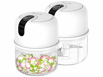 Rosenstein & Söhne Zwiebelhacker: 2er-Set kompakte Akku-Zerkleinerer & Mini-Mixer, USB, 200ml, 1.200 mAh (Gemüseschneider)