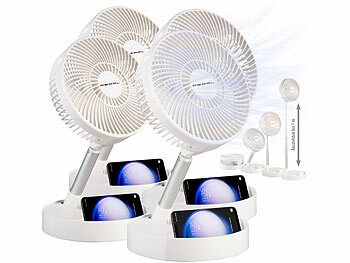 Kleinraum-Ventilator: PEARL 4er-Set 2in1-Akku-Tisch- & Standventil., ausziehb. bis 1 m, 8,5h