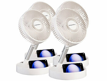 PEARL 4er-Set 2in1-Akku-Tisch- & Standventil., ausziehb. bis 1 m, 8,5h