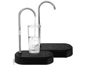 Wasserkanister mit Pumpe: Rosenstein & Söhne 2er-Set Akku-Trinkwasser-Pumpen mit justierbarem Auslass 