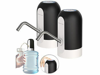 Flaschen-Wasserpumpe: Rosenstein & Söhne 2er-Set Akku-Wasserflaschen-Pumpen, für Gallonen-Flaschen, USB-C 