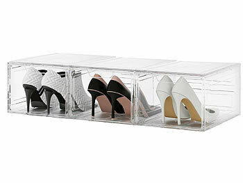 Schuhorganizer: Carlo Milano 3er-Set Transparente Schuhbox, stapelbar, bis Größe 47, Magnetklappe