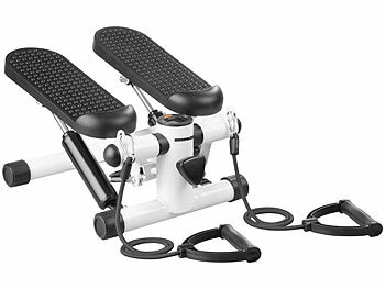 Fitnesstrainer: PEARL sports Mini-Stepper mit Computer, Display, Widerstandsbändern, max. 100 kg