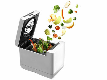 Elektrischer Komposter: Rosenstein & Söhne Elektrischer Kompostierer mit LCD-Display, 1,5 Liter, 350 W, Autoclean