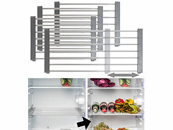 Rosenstein & Söhne Kühlschrankregal: 4er-Set Univ.-Einlegeboden,f. Kühlschrank/Regale,ausziehb. bis 60cm (Einlegeböden Kühlschrank Gitter)