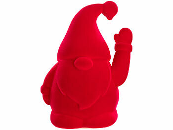 infactory 2er-Set Winke-Gartenzwerge, 16,5 cm, beflockt, Batteriebetrieb, rot