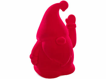 infactory 2er-Set Winke-Gartenzwerge, 16,5 cm, beflockt, Batteriebetrieb, rot