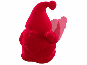 infactory 2er-Set Winke-Gartenzwerge, 16,5 cm, beflockt, Batteriebetrieb, rot