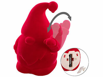 infactory 2er-Set Winke-Gartenzwerge, 16,5 cm, beflockt, Batteriebetrieb, rot