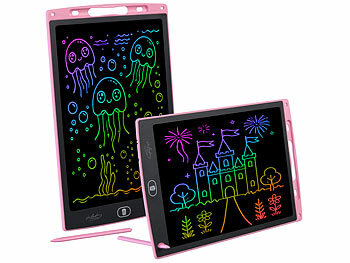 Digitale Schreibtafel: infactory 2er-Set LCD-Schreibtafel 30cm / 12",inkl. Stift,rosa,multicolor