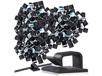 Kabelklemmen: General Office 100er-Set selbstklebende Kabelhalter, für innen und außen, schwarz