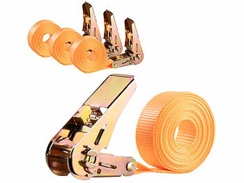 Spanngurt Zurrgurt: AGT 4er-Set 4-m-Spanngurte, Ratschen, 800 kg, DIN EN 12195-2-zertifiziert 