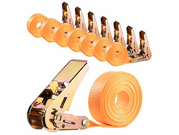 Ratschenzurrgurte: AGT 8er-Set 4-m-Spanngurte, Ratschen, 800 kg, DIN EN 12195-2-zertifiziert 