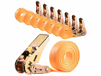 Spanngurte Zurrgurte: AGT 8er-Set 6-m-Spanngurte, Ratschen, 800 kg, DIN EN 12195-2-zertifiziert 