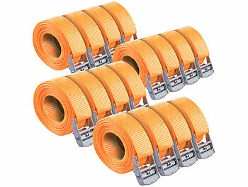 Universal-Spanngurt: AGT 16er-Set Zurr-/Spanngurte, Klemmverschluss, 2,5cm x 4m, DIN EN 12195-2