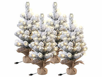 Mini-Christbaum mit USB: infactory 4er-Set Deko-Weihnachtsbaum mit Schnee, 50 LEDs, 56 cm, USB-Betrieb