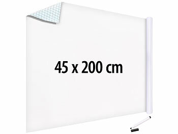 Whiteboard-Wandaufkleber: infactory Selbstklebende Whiteboard-Folie mit Marker und Wischer, 45 x 200 cm 