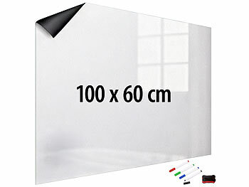 Magnetfolie weiß: infactory Magnetische Whiteboard-Folie, selbstklebend, 4 Marker, 100 x 60 cm