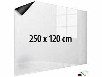 infactory Magnetische Whiteboard-Folie, selbstklebend, 4 Marker, 250 x 120 cm 